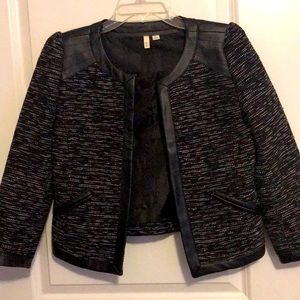Tweed Blazer with faux leather details